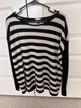 Dana Buchman Striped Black & White Lightweight Knit Sweater Size L